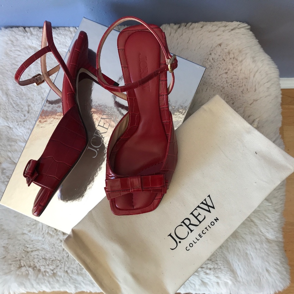 Red leather J Crew sandals size 8.5